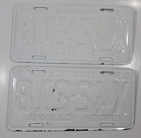 Matching Set of 2 Vintage 1973 Beautiful British Columbia White with Black Letters Vehicle License Plate X42 218