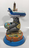 Vintage Elephant Carry Plane 10 1/2" Tall Tin Metal Key Wind Up Toy Made in China