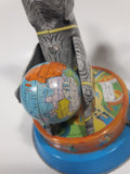 Vintage Elephant Carry Plane 10 1/2" Tall Tin Metal Key Wind Up Toy Made in China