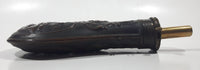 Antique 19th Century Deer Wildlife Hunting Dog Scene Design Bulb Shaped 7 3/4" Copper Metal Rifle Gun Powder Flask Bottle