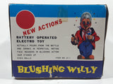 Vintage 1960s Blushing Willy Animated Bartender Tin Litho 10 1/4" Tall Battery Operated Electro Toy with Original Box