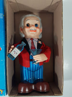 Vintage 1960s Blushing Willy Animated Bartender Tin Litho 10 1/4" Tall Battery Operated Electro Toy with Original Box