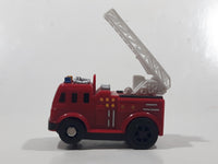 Ladder Fire Truck Red Plastic Pull Back Die Cast Toy Car Vehicle