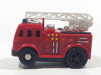 Ladder Fire Truck Red Plastic Pull Back Die Cast Toy Car Vehicle