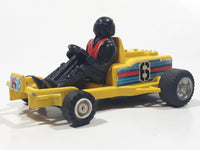 Go Kart Race Car #6 with Driver Yellow Pull Back Die Cast Toy Car Vehicle