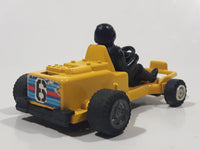 Go Kart Race Car #6 with Driver Yellow Pull Back Die Cast Toy Car Vehicle