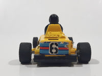 Go Kart Race Car #6 with Driver Yellow Pull Back Die Cast Toy Car Vehicle