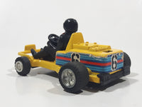 Go Kart Race Car #6 with Driver Yellow Pull Back Die Cast Toy Car Vehicle