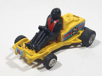 Go Kart Race Car #6 with Driver Yellow Pull Back Die Cast Toy Car Vehicle