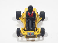 Go Kart Race Car #6 with Driver Yellow Pull Back Die Cast Toy Car Vehicle