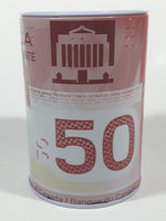 Canada $50 Dollar Bill 4 3/4" Tall Tin Metal Coin Bank