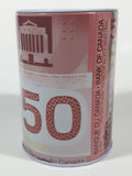 Canada $50 Dollar Bill 4 3/4" Tall Tin Metal Coin Bank