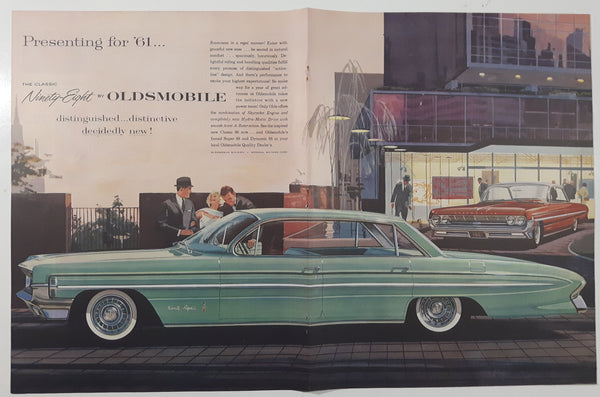 1961 Oldsmobile Ninety-Eight 13 3/8" x 20 3/4" Magazine Print Ad