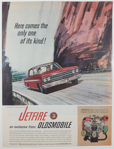 1963 Oldsmobile Jetfire 10 1/4" x 13 5/8" Magazine Print Ad