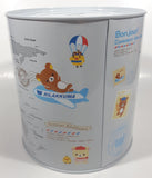 2012 Rilakkuma Japanese Brown Bear Cartoon Character World Map Paris France Travel French Themed 6 3/4" Tall Tin Metal Coin Bank Canister