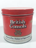 Vintage British Consols Extra Fine Cut Cigarette Tobacco Red and White Tin Metal Can