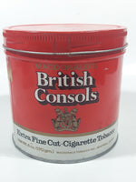 Vintage British Consols Extra Fine Cut Cigarette Tobacco Red and White Tin Metal Can