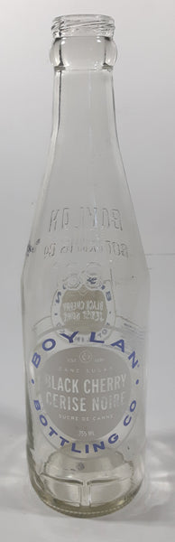 Boylan Black Cherry 9" Tall 355mL Embossed Clear Glass Soda Pop Bottle