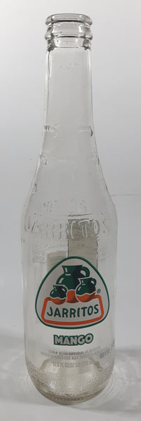 Jarritos Mango 9 1/4" Tall 370mL 12.5 Fl Oz. Embossed Clear Glass Soda Pop Bottle