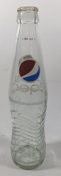Pepsi 8 3/4" Tall 237mL Embossed Clear Glass Soda Pop Bottle