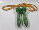 Vintage Wood Handle Skipping Jump Rope Painted Green with Black Spots and Eyes 62" Long