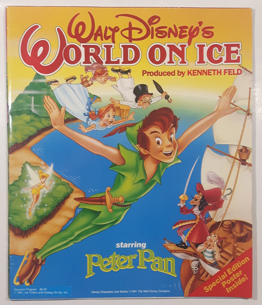 1991 Walt Disney's World On Ice Produced by Kenneth Feld starring Peter Pan 10 7/8" x 13" Souvenir Program No Poster