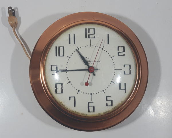 Retro Mid-Century Ingraham 7" Round Electric Plug In Wall Clock Toronto, Canada - Working