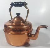 Vintage Goose Neck Copper Tea Pot Kettle with Black Wood Handle Made in England