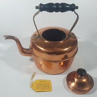 Vintage Goose Neck Copper Tea Pot Kettle with Black Wood Handle Made in England