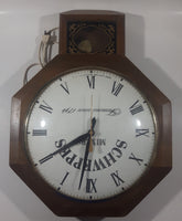 Vintage United Clock Corp Schweppes Mixer 14" x 20" Wood Cased Plug In Electric Wall Clock Brooklyn New York