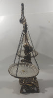 Vintage Bleikristall Ornate Cherub Themed 17 1/4" Tall Brass and 24% Leaded Crystal Glass Tray Scales of Justice Balance Scale