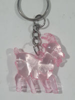 Translucent Pink Goat Miniature 1 1/8" x 1 1/4" Key Chain