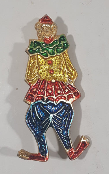 Vintage Colorful Clown Jester 7/8" x 1 3/4" Thin Enamel Metal Pin Made in Hong Kong