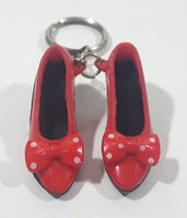 Minnie Mouse Style Red and Black High Heel Shoes with Red White Polka Dot Bow Tie 2" Long Key Chain