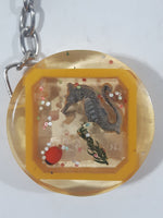 Guayabitos Mexico Seahorse and Other Crustaceans In Clear Plastic 1 1/2" Long Key Chain