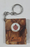 Havana Club Cuba Brown Leather Covered Miniature 1 1/2" x 1 7/8" Book Key Chain