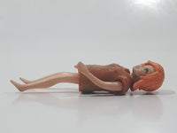 Polly Pocket Red Hair Woman in Brown Dress 3 1/2" Tall Toy Figure