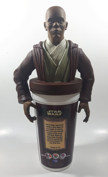 1999 Taco Bell KFC Pizza Hut LucasFilm Star Wars Mace Windu 12 1/4" Tall 32 oz Plastic Drinking Cup with Character Lid