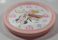 The Walt Disney Company Disney Babies Minnie Mouse and Pluto Lorus Quartz 10 1/2" Pink Plastic Wall Clock Crack in Cover