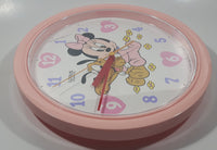 The Walt Disney Company Disney Babies Minnie Mouse and Pluto Lorus Quartz 10 1/2" Pink Plastic Wall Clock Crack in Cover