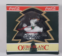 1997 Coca Cola Polar Bear Collection Sledding Christmas Tree Ornament New in Box