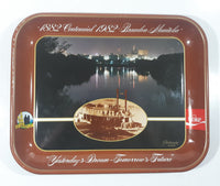 Vintage 1982 Coca-Cola Enjoy Coke Photography Unlimited 1882 1982 Brandon Manitoba Centennial Yesterday's Dream Tomorrow's Future Brown Metal Beverage Serving Tray