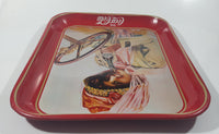 Vintage 1972 Coca-Cola Girl in Duster 1909 Pinup Girl Red Metal Beverage Serving Tray