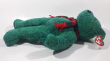 2000 Ty Beanie Wallace Green Teddy Bear 13" Tall Plush Stuffed Animal Toy New with Tags