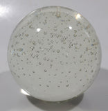 Vintage Clear Sphere with Bubbles 3 1/2" Wide Long Art Glass Paperweight Ornament