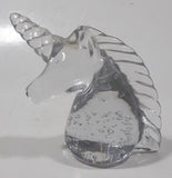 Vintage Clear Unicorn Bust with Bubbles 3 1/2" Tall Long Art Glass Paperweight Ornament