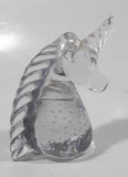 Vintage Clear Unicorn Bust with Bubbles 3 1/2" Tall Long Art Glass Paperweight Ornament