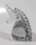 Vintage Clear Unicorn Bust with Bubbles 3 1/2" Tall Long Art Glass Paperweight Ornament