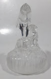 Vintage Two Dolphins Jumping Above Waves Lightly Frosted Clear 5 1/2" Tall Art Glass Ornament