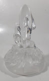 Vintage Two Dolphins Jumping Above Waves Lightly Frosted Clear 5 1/2" Tall Art Glass Ornament